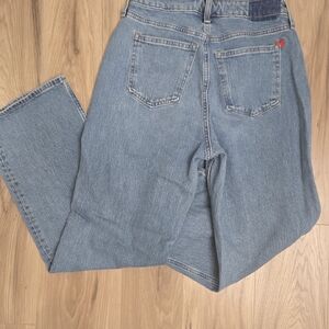 High-Waist Light Wash Jeans with Heart Detail